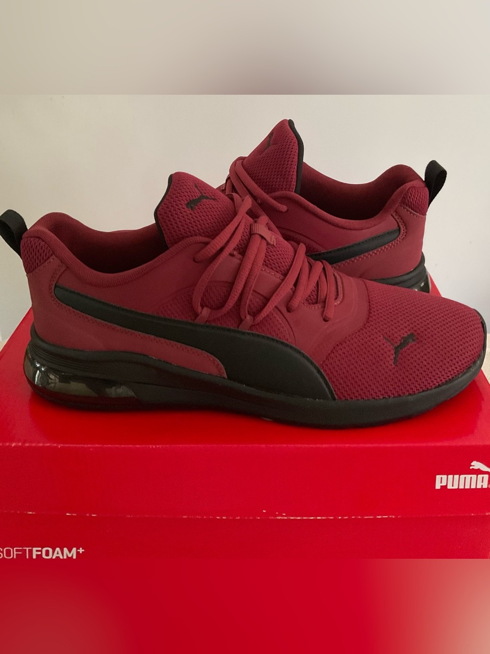 Puma Electron Star Optimal Comfort Soft Foam Burgundy and Black Sneakers